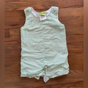 Green Striped Kids One Piece, searsucker, 18m